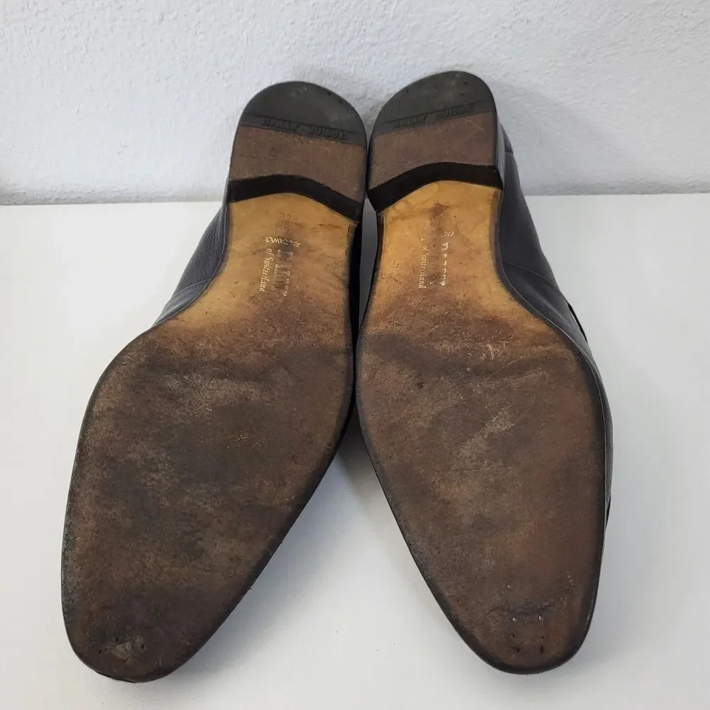 BALLY Black Leather Tassel Loafers Mens 13 EEE Dress Shoes Triple Wide Width